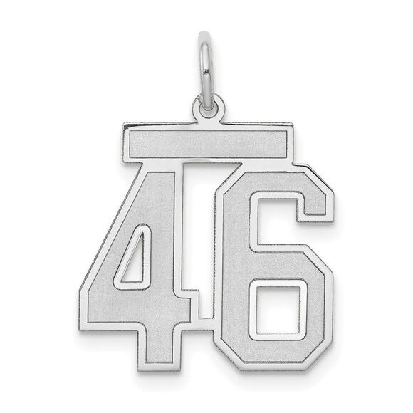 14k White Gold, Jersey Collection, Medium Number 46 Pendant - Picture 1 of 6